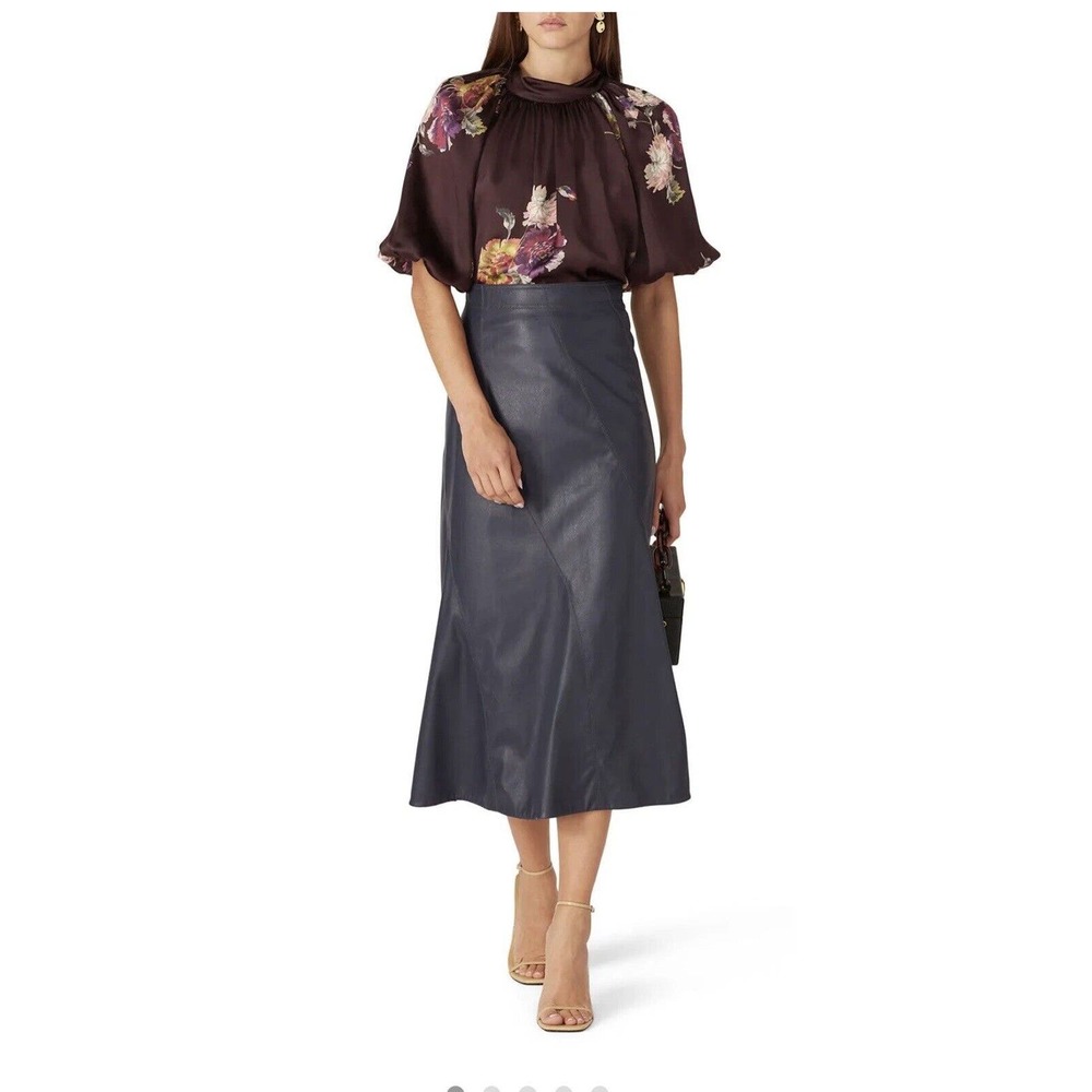 Rebecca Taylor Purple Floral Silk Charmeuse Simone Fleur Blouse Size 6